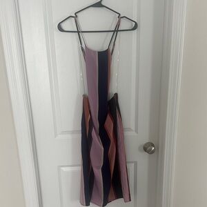 4SI3NNA Asymmetrical Dress in Purple and Pink Stripes